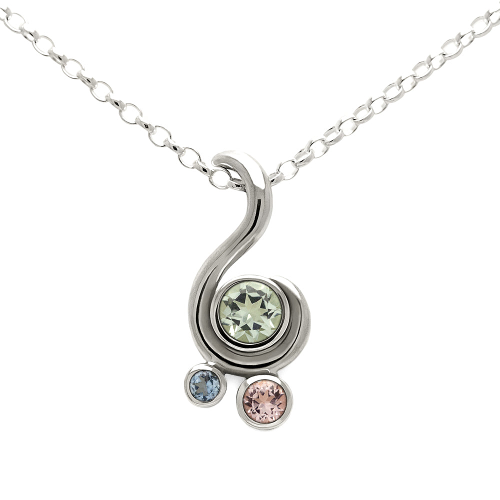 Entwine pendant -  silver and beryl