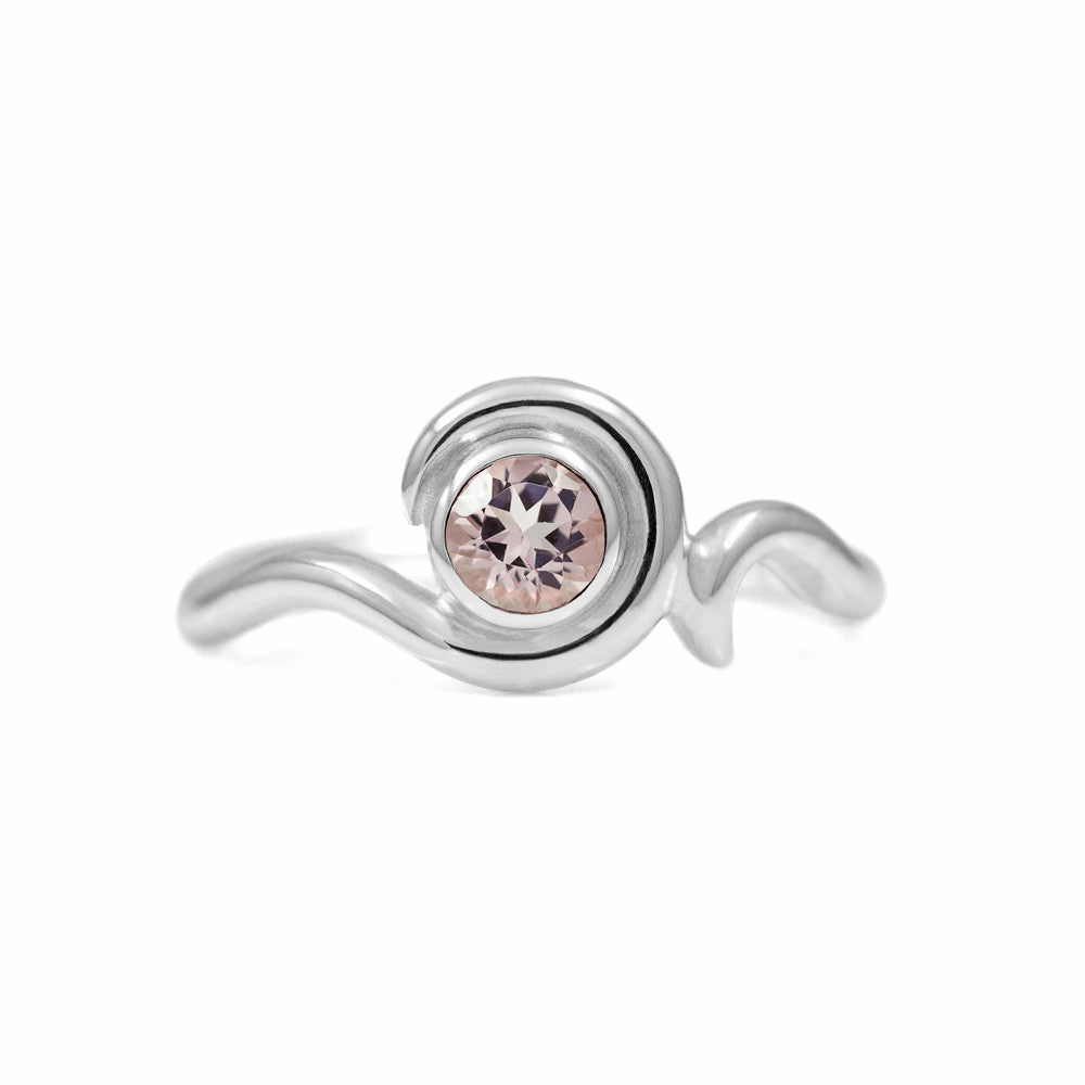 Entwine solitaire engagement ring in sterling silver - morganite