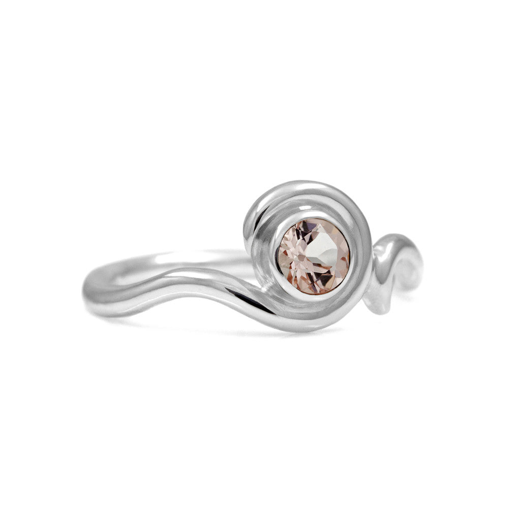 Entwine solitaire engagement ring - silver and morganite