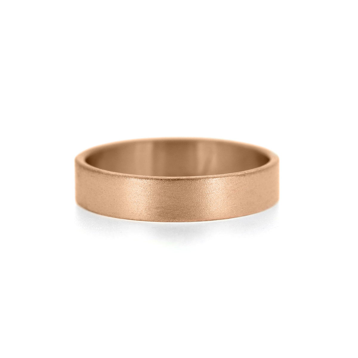 Flat wedding band recycled rose gold brushed