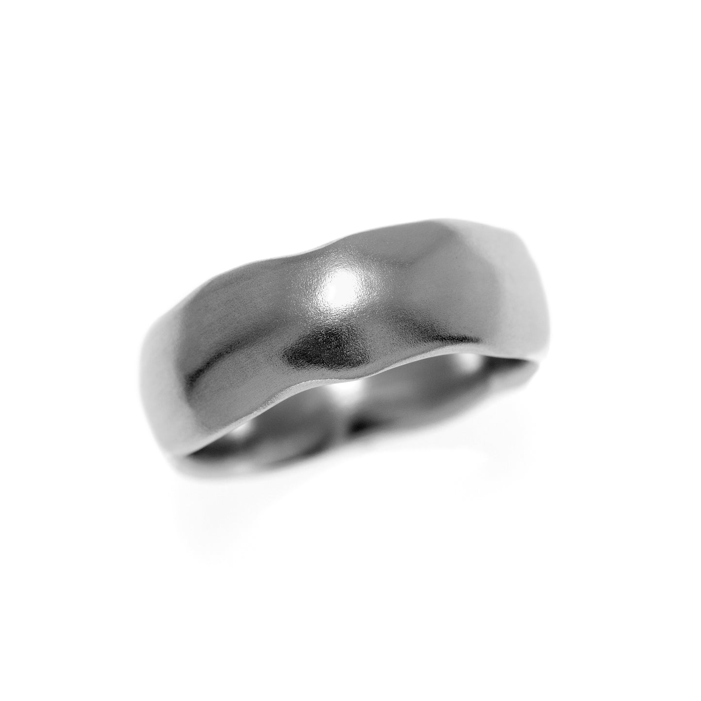 Fluid wedding ring recycled white gold carved wedding band