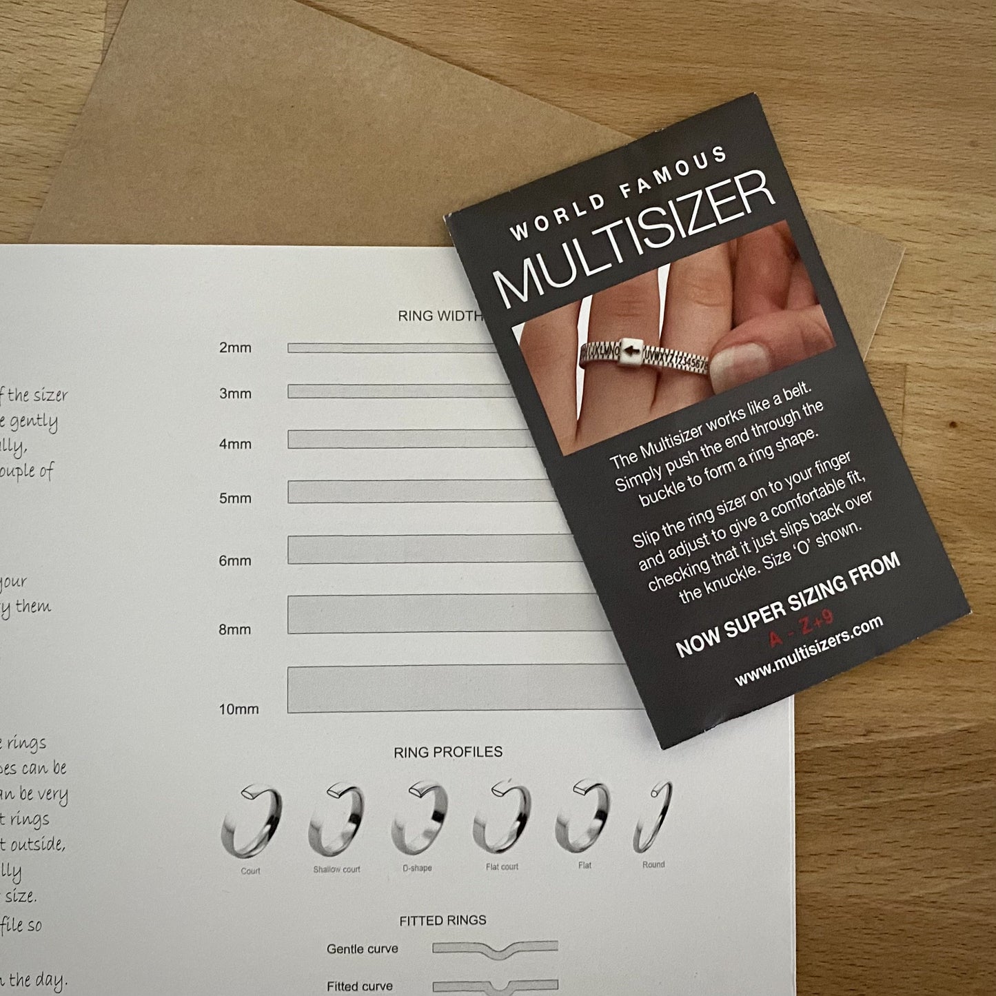 Wedding ring sizing kit