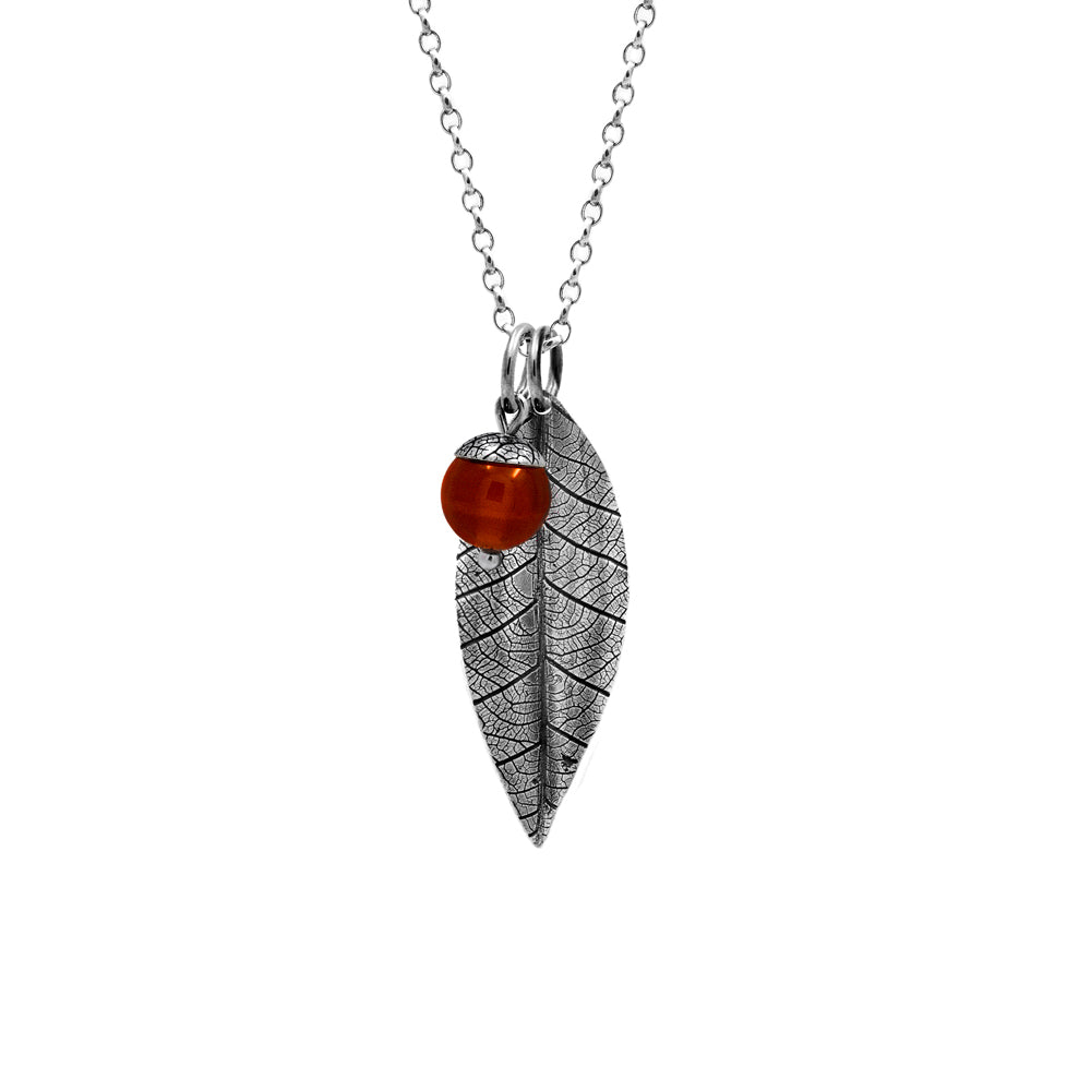 Leaf and acorn charm necklace - medium - READY TO WEAR