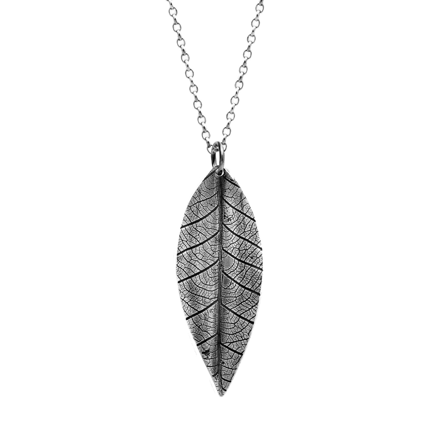 sterling silver leaf pendant and rose pendant