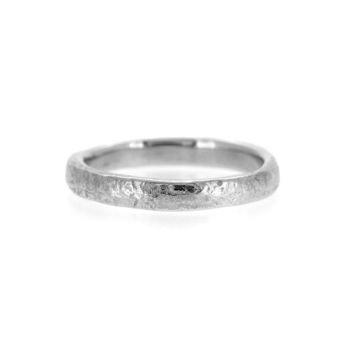 Molten wedding band textured wedding ring recycled silver