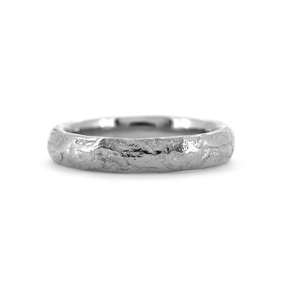 Molten wedding band textured wedding ring platinum