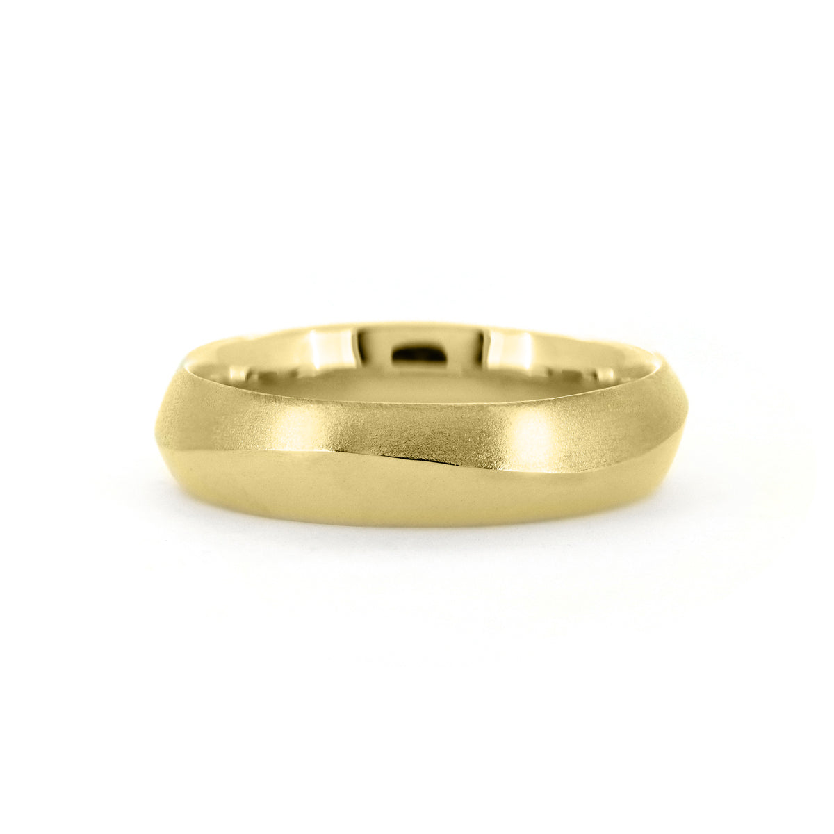 Peak wedding ring carved wave recycled yellow gold