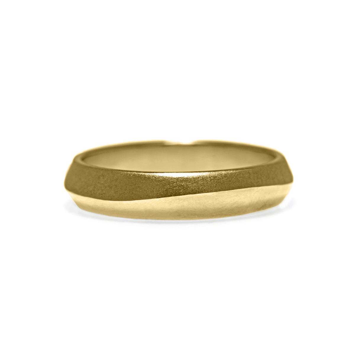 Peak wedding ring carved wave recycled yellow gold