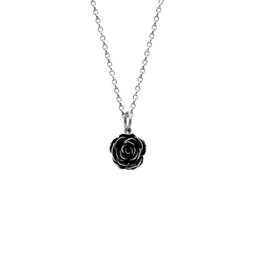 Leaf and rose charm necklace - large - READY TO WEAR