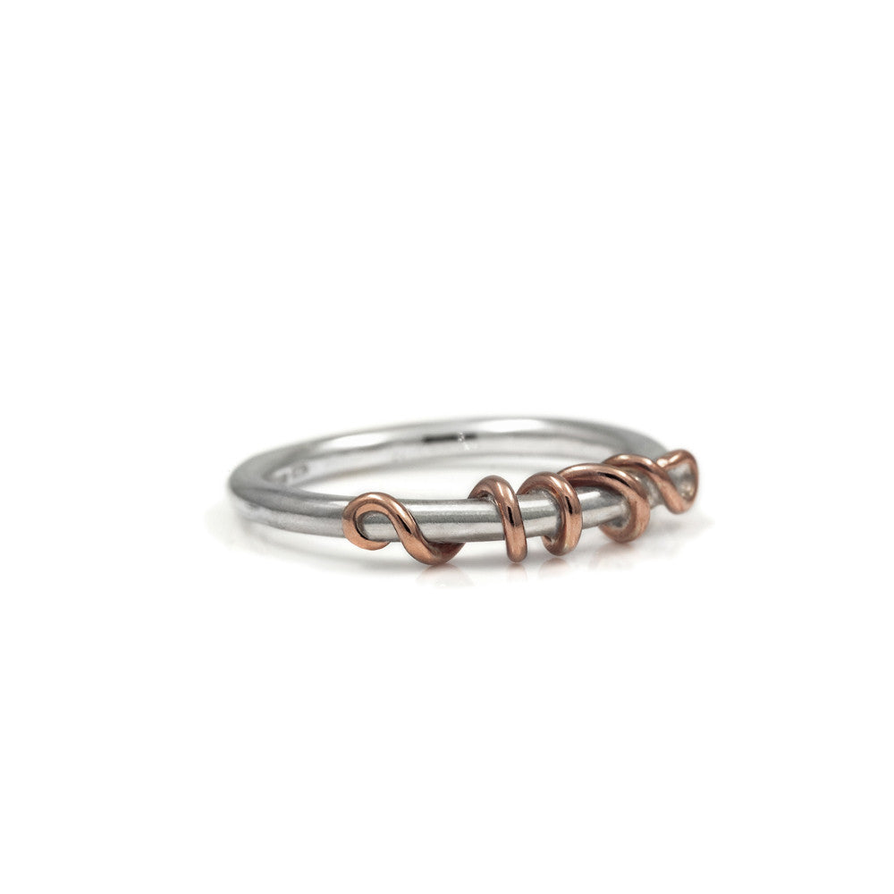 Tendril ring - silver and gold