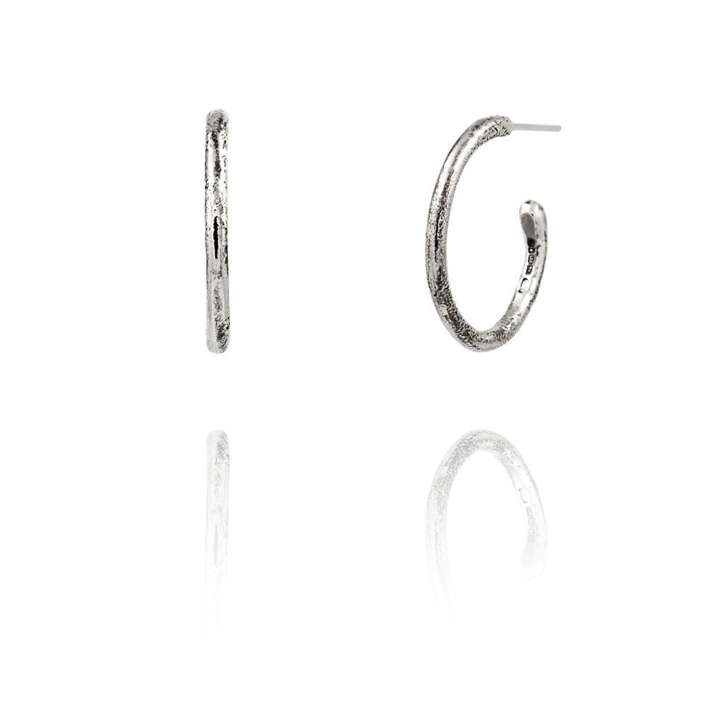 sterling silver textured twig hoop earrings with interchangeable charm drops