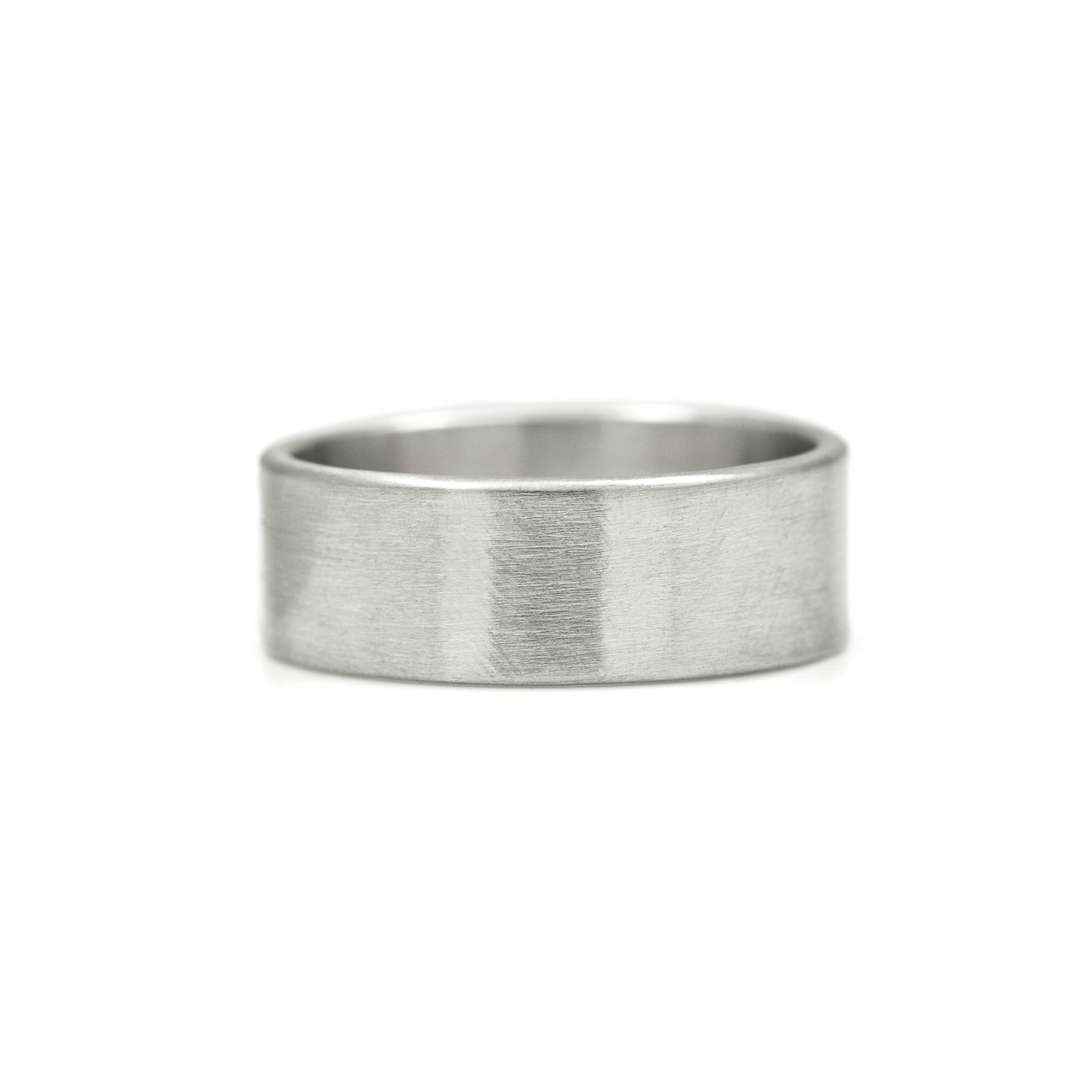 Flat wedding band platinum brushed