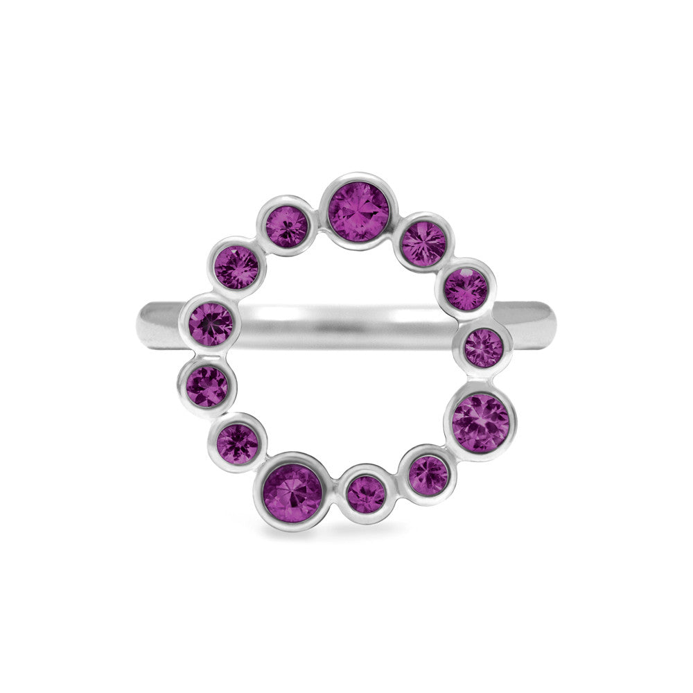 Sterling silver halo ring - rhodolite garnet