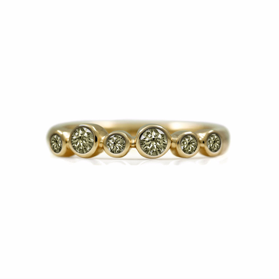 Halo eternity diamond ring - 9ct yellow gold and champagne diamond