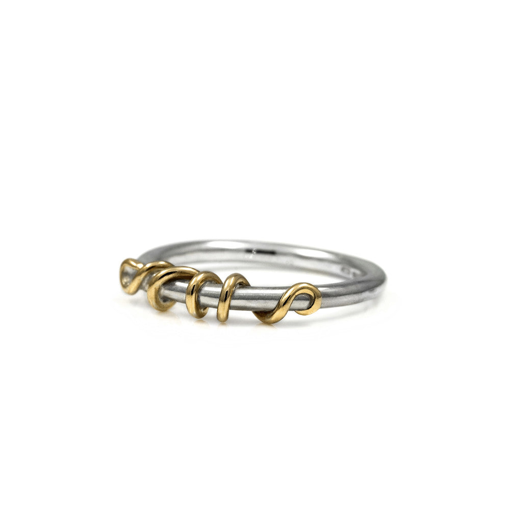 Tendril ring - silver and gold