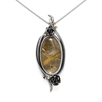 Briar rose pendant with rutilated quartz - READY TO WEAR