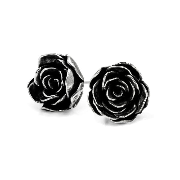 Silver rose studs - large