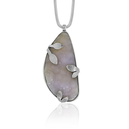 Spring pendant with druzy chalcedony - READY TO WEAR