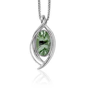 Entwine statement pendant in sterling silver and green quartz - ready to wear