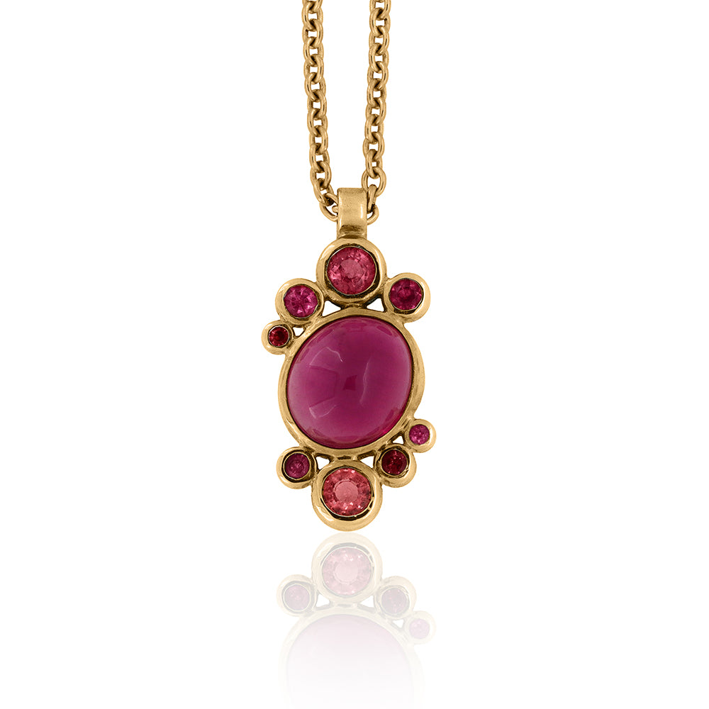 Dewdrop cluster pendant - gold, tourmaline and spinel