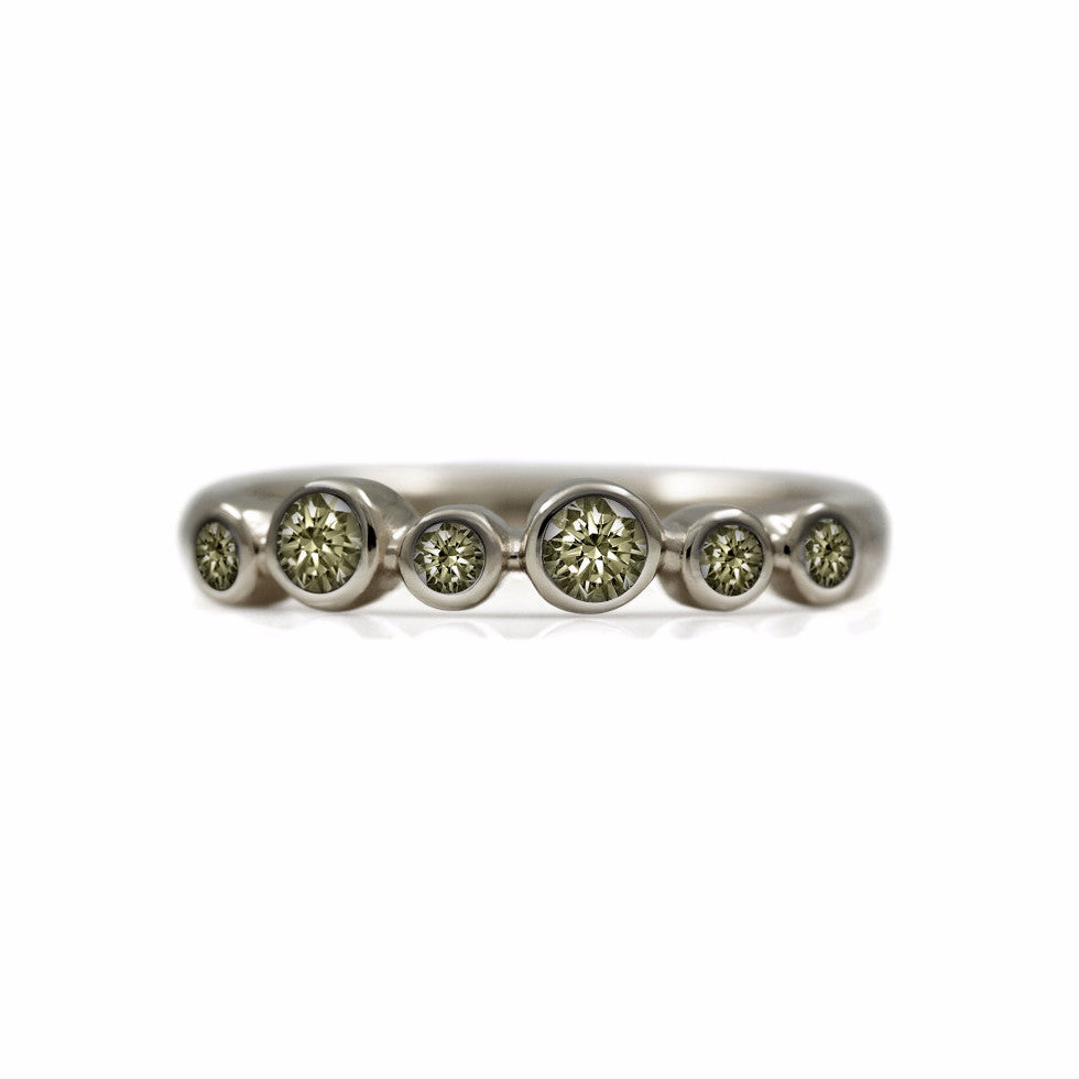 Halo eternity diamond ring - 18ct white gold and champagne diamond