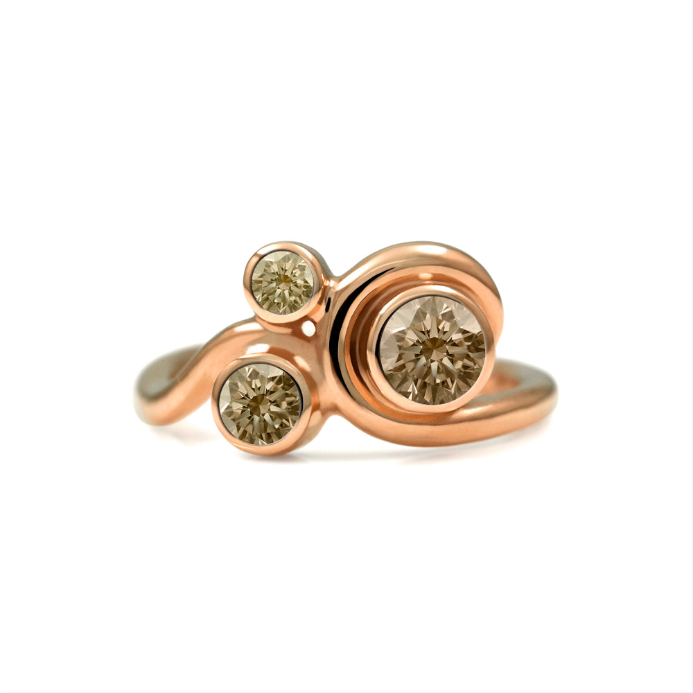 Entwine three stone ring - gold and diamond