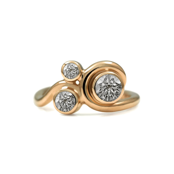 Entwine three stone engagement ring - 18ct rose gold and diamond