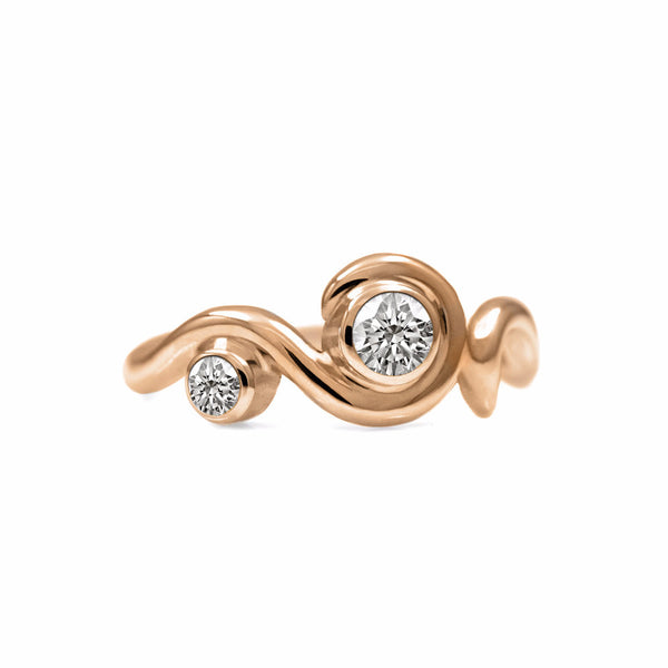 Entwine two stone diamond engagement ring - rose gold and diamond