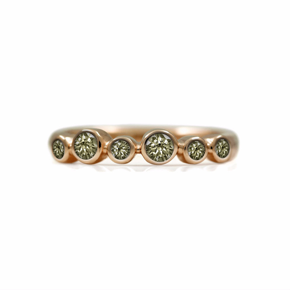Halo eternity diamond ring - 9ct rose gold and champagne diamond