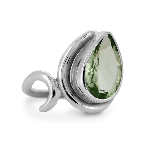 Entwine statement ring in sterling silver and green quartz - ready to wear