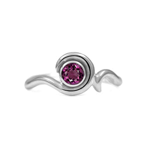 Entwine solitaire engagement ring in sterling silver - silver and rhodolite garnet
