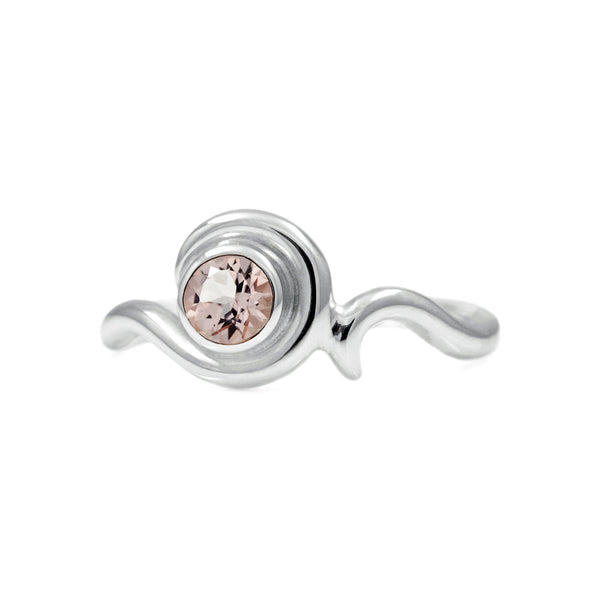 Entwine solitaire engagement ring - silver and morganite