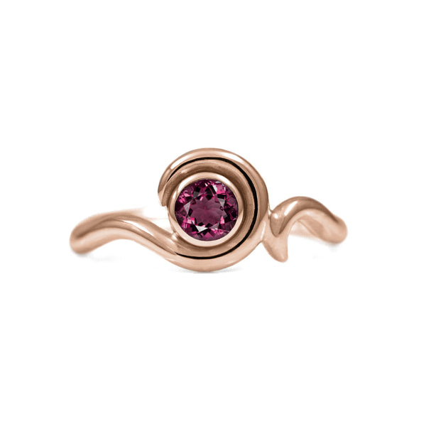 Entwine solitaire engagement ring in 9ct gold - rose gold and rhodolite garnet