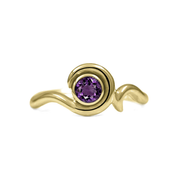 Entwine solitaire engagement ring in 9ct gold - yellow gold and amethyst
