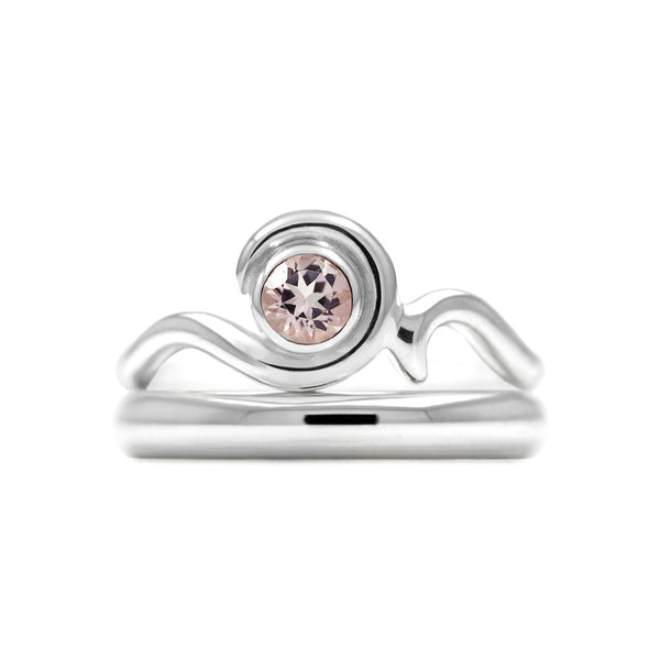 Entwine solitaire engagement ring in sterling silver - morganite