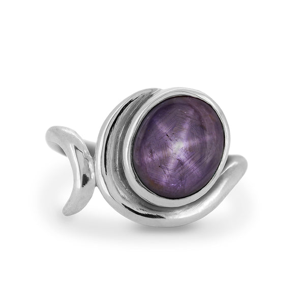 Entwine statement ring in sterling silver and star ruby - ready to wear