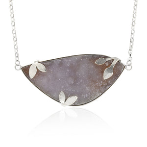 Spring necklace with druzy chalcedony - READY TO WEAR