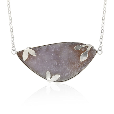 Spring necklace with druzy chalcedony - READY TO WEAR
