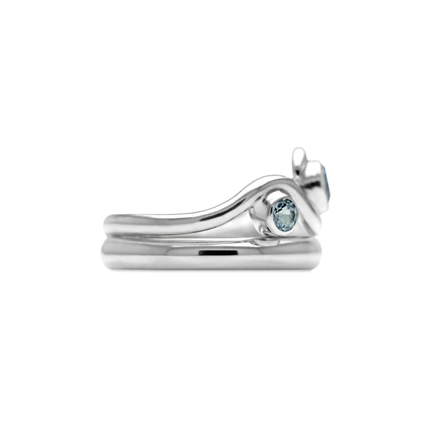 Entwine two stone gemstone engagement ring  - sterling silver and blue topaz