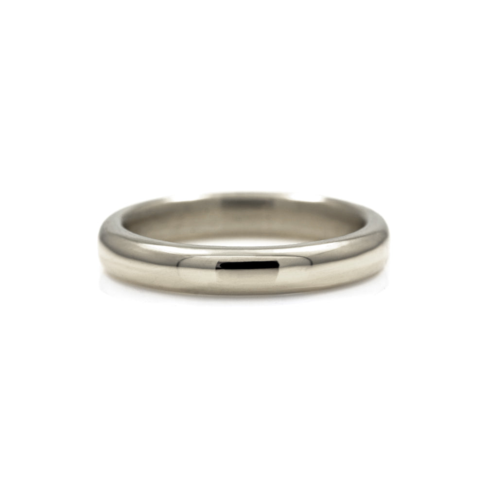 Court shaped wedding band recycled white gold