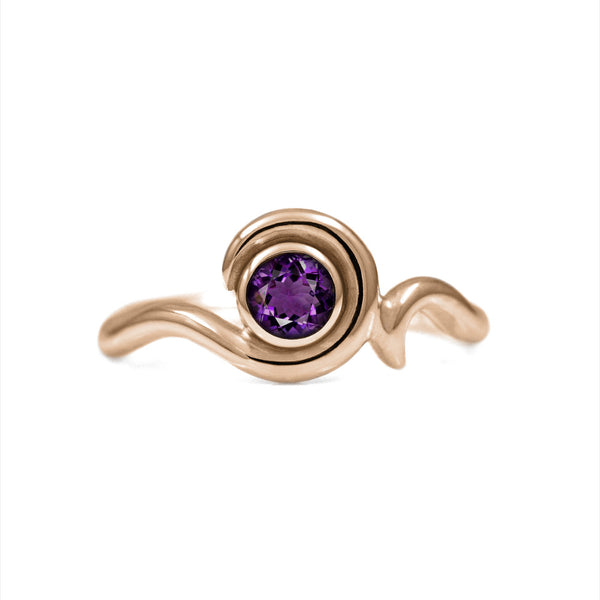 Entwine solitaire engagement ring in 9ct gold - rose gold and amethyst