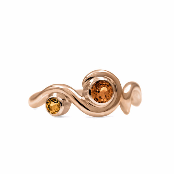 Entwine two stone gemstone engagement ring - 9ct rose gold and citrine