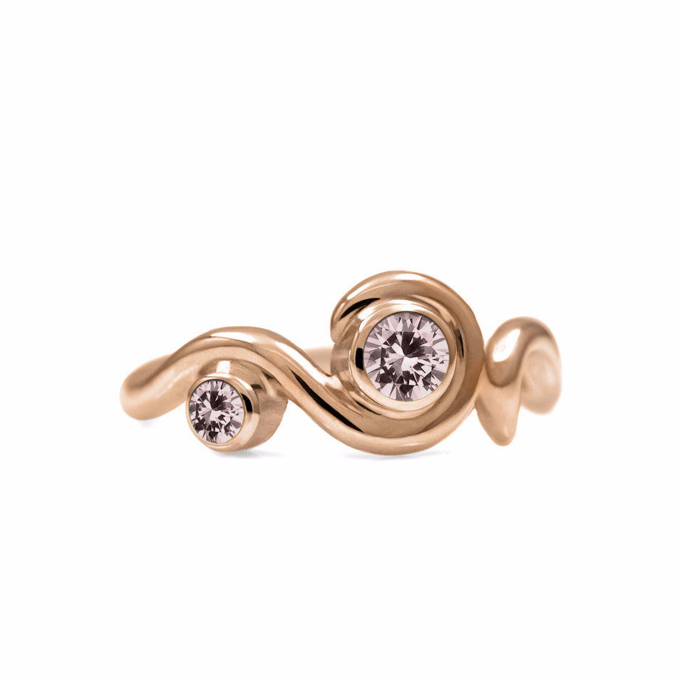 Entwine two stone gemstone engagement ring - 9ct rose gold and morganite