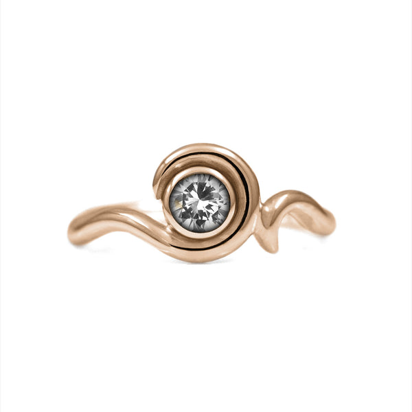Entwine solitaire engagement ring in 9ct gold - rose gold and white topaz