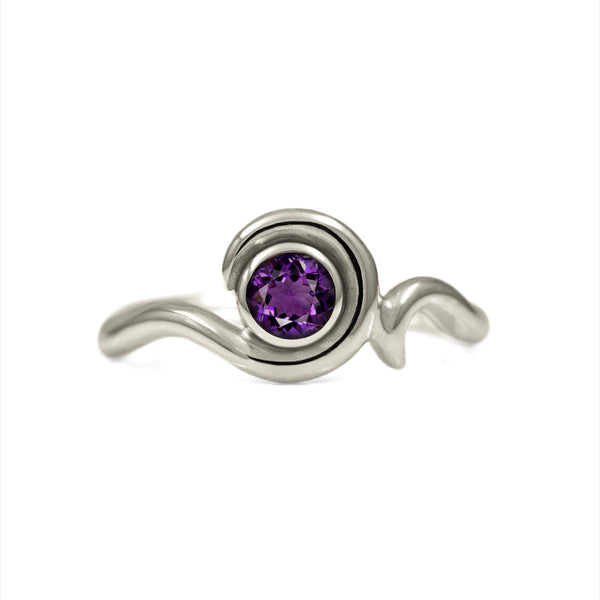 Entwine solitaire engagement ring in 9ct gold - white gold and amethyst