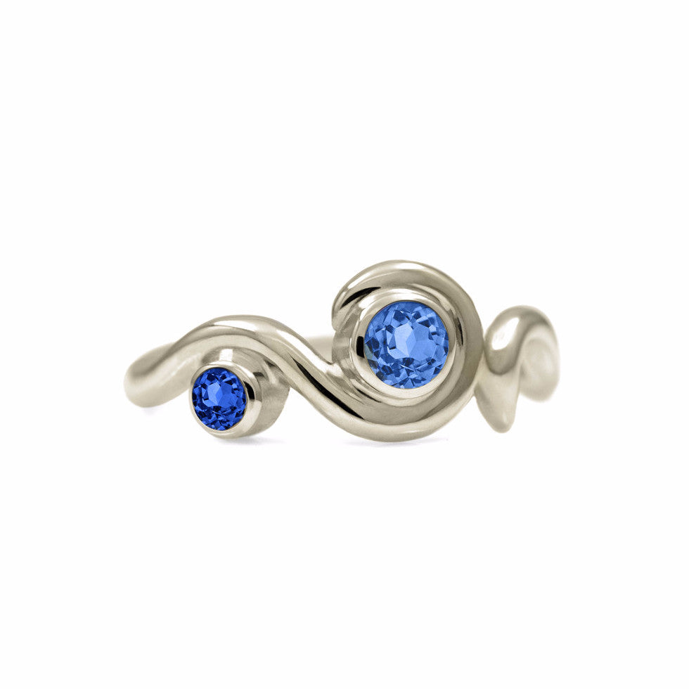 Entwine two stone ring - gold and sapphire