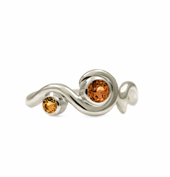 Entwine two stone gemstone engagement ring - 9ct white gold and citrine