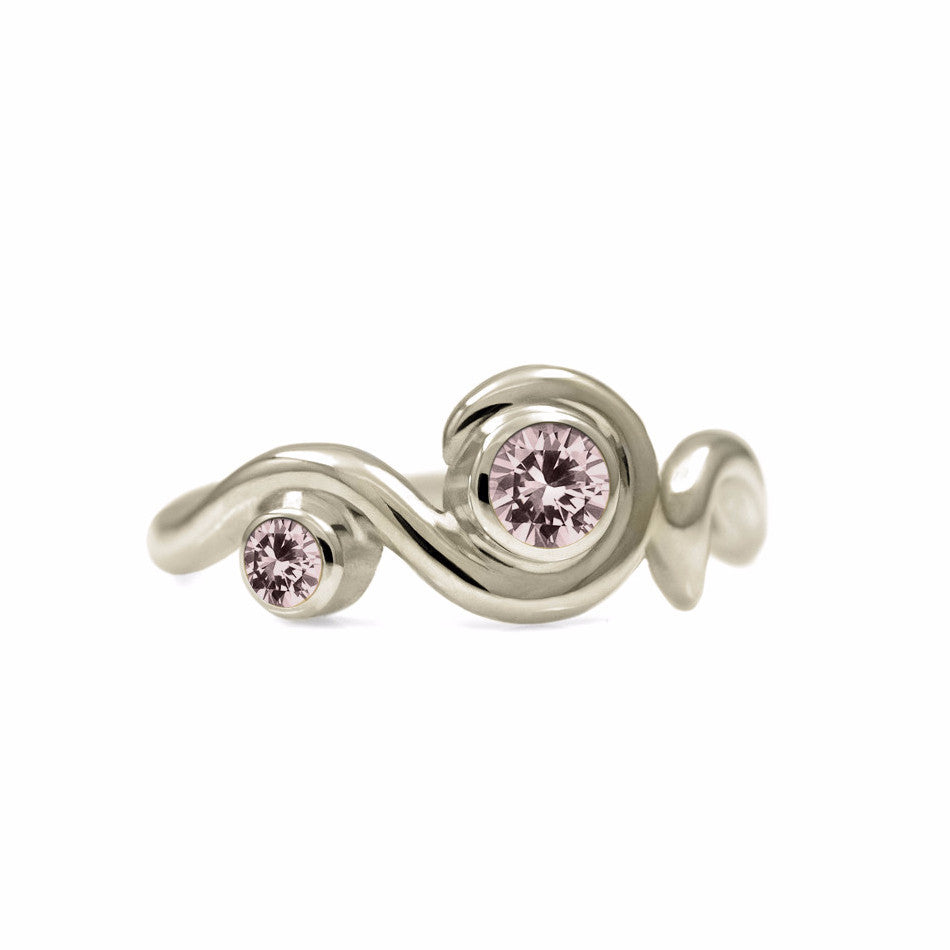 Entwine two stone gemstone engagement ring - 9ct white gold and morganite
