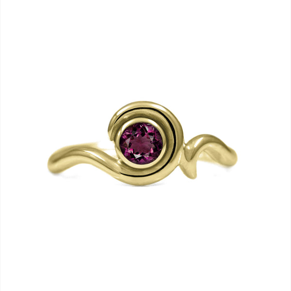 Entwine solitaire engagement ring in 9ct gold - yellow gold and rhodolite garnet