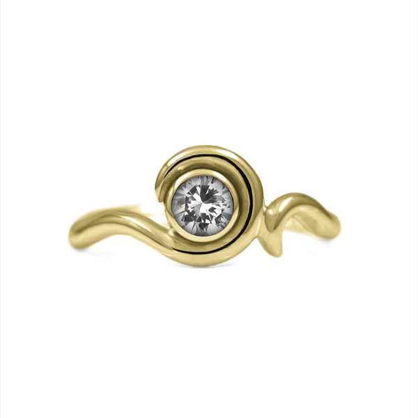 Entwine solitaire engagement ring in 9ct gold - yellow gold and white topaz